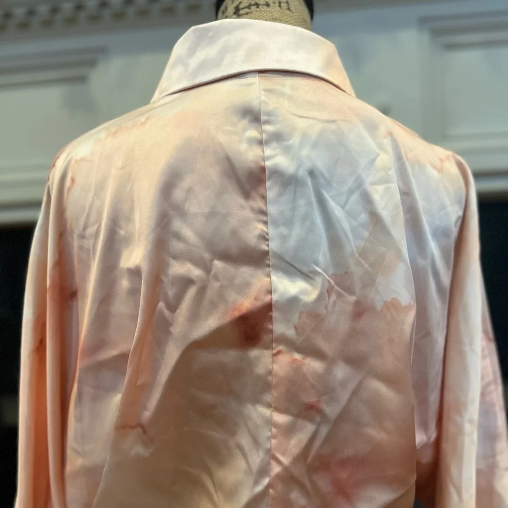 NWT Ghospell Cream and Orange Tie-Dye Button Down Shirt - Picture 8 of 10
